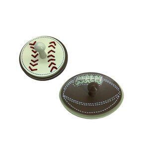 Sport Wall Pegs Hooks Kids Room Decor Baseball‎ Football Real Laces Lot of 2